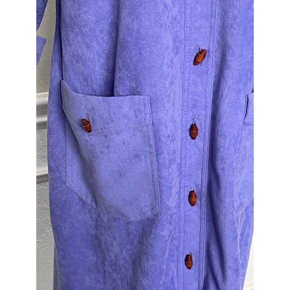 Vintage Anjac Jack Needleman Purple Midi Dress Wood Buttons - Picture 2 of 9